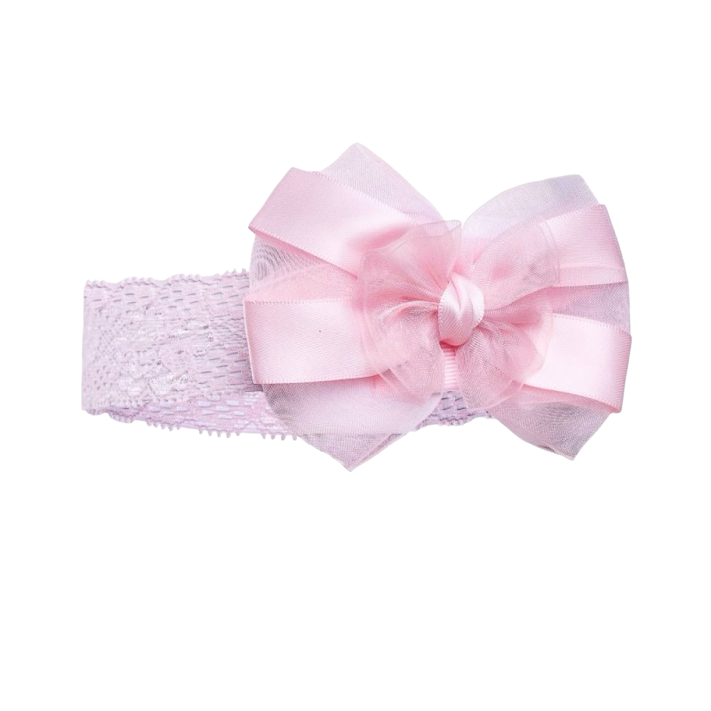 Bow Lace headband baby pink white cream