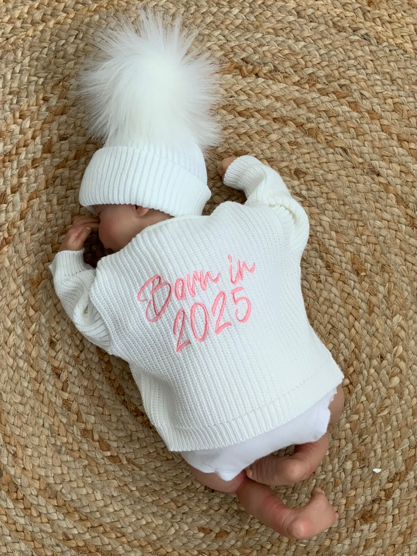 BORN IN 2025 2026 babies embroided cardigan white pink blue beige boys girls unisex
