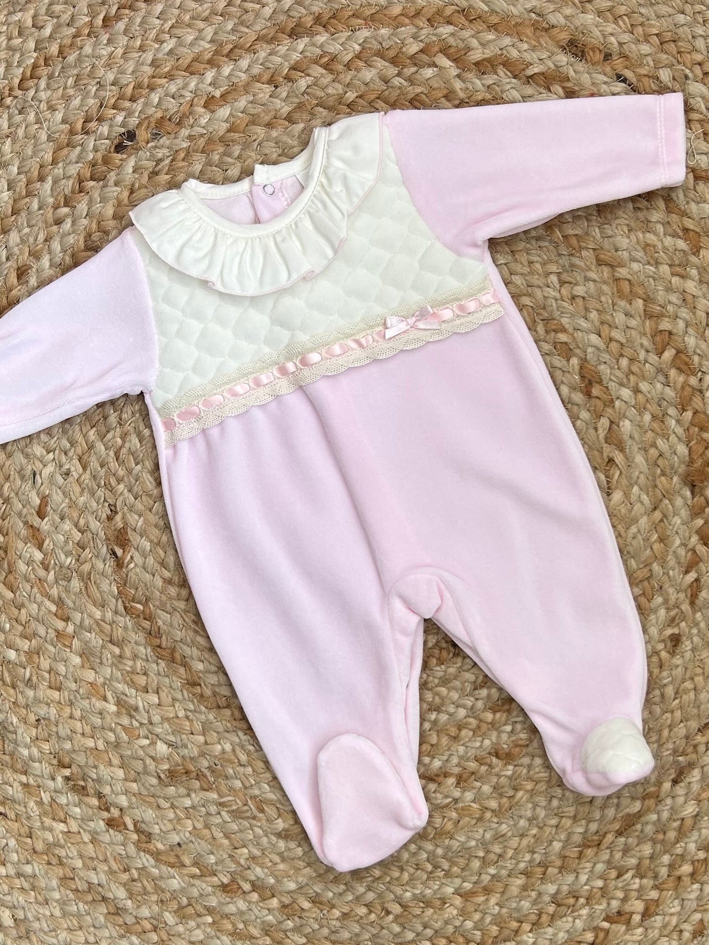 BEAUDEN babies soft quilted velour romper