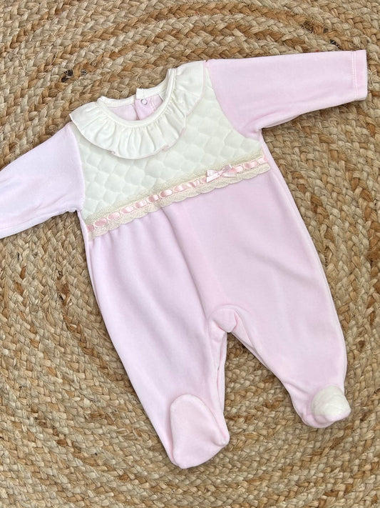 BEAUDEN babies soft quilted velour romper