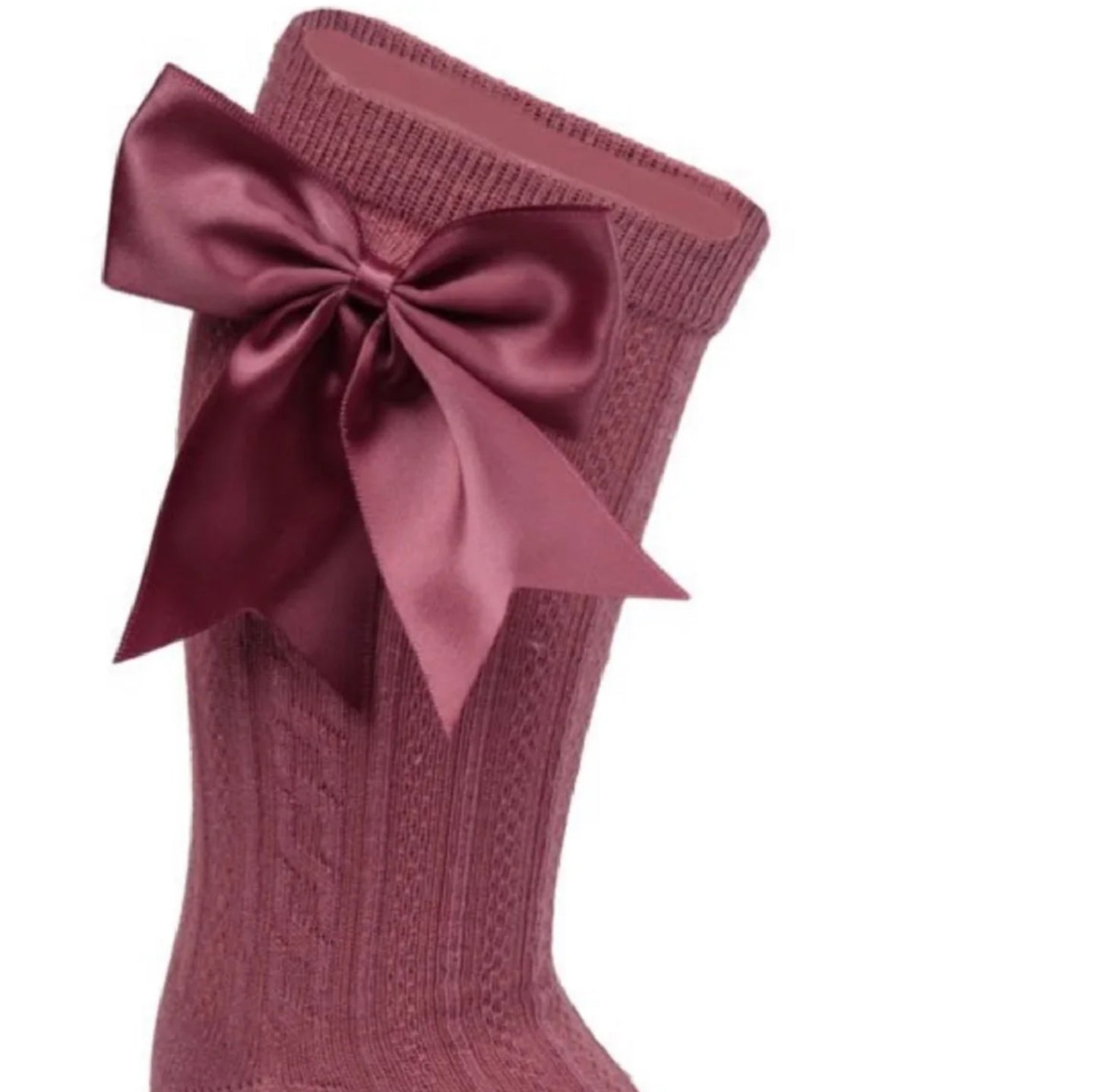 DORI baby girls knee high satin bow socks pink white cream lemon beige