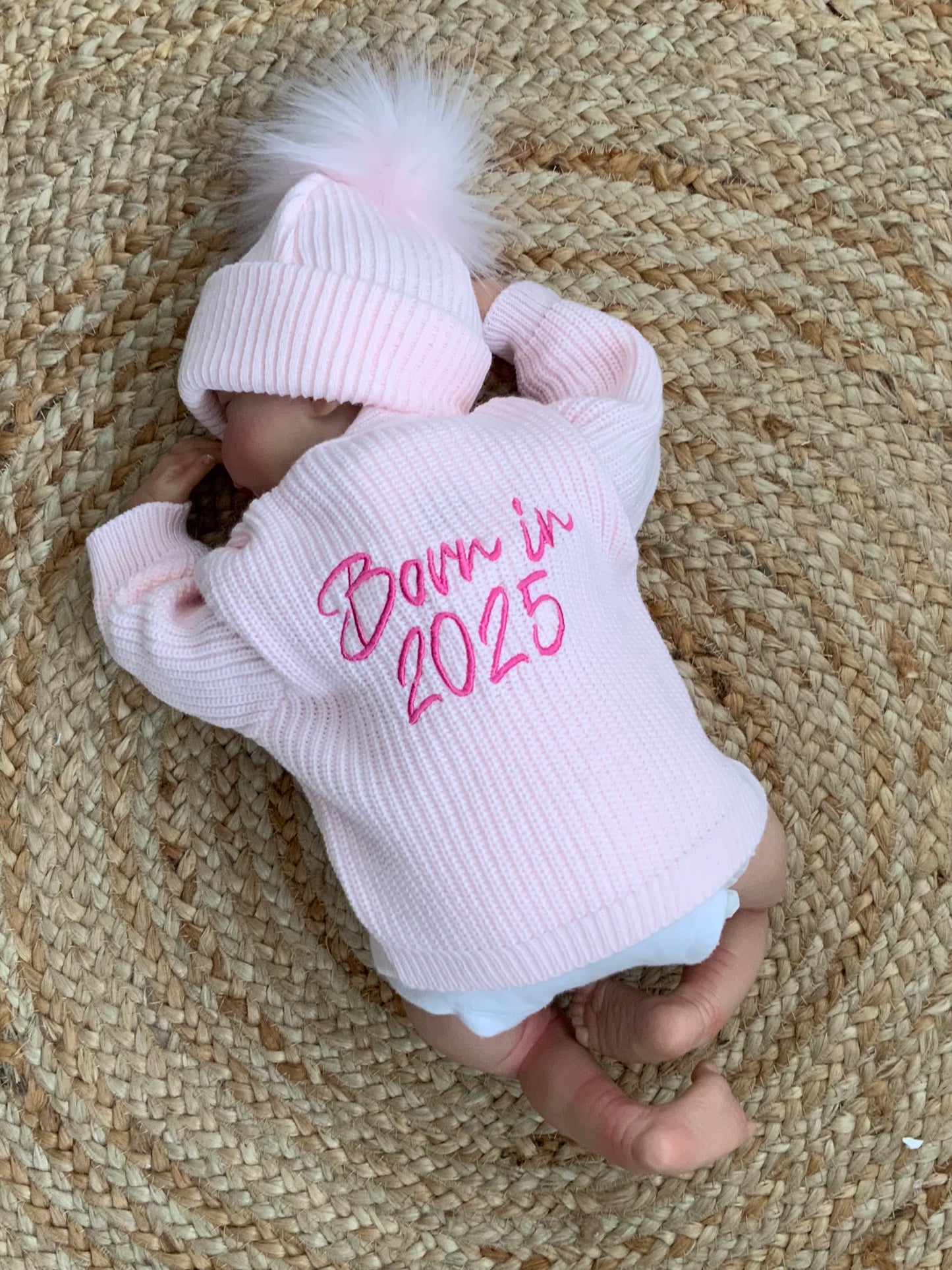 BORN IN 2025 2026 babies embroided cardigan white pink blue beige boys girls unisex