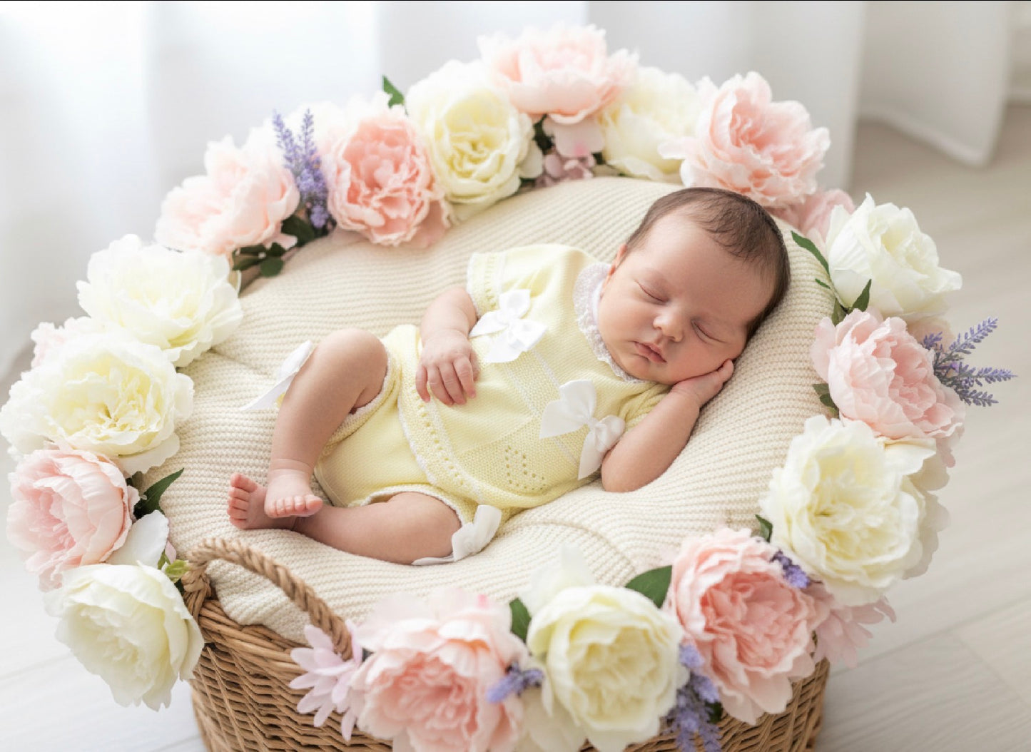 PRISCILLA baby girls knitted top jam pants lemon