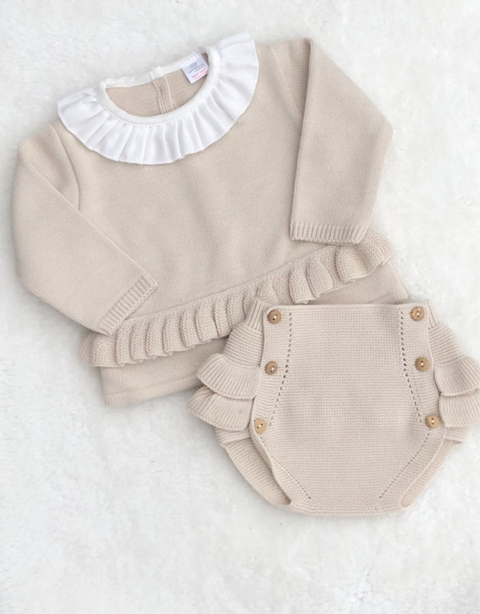 GEORGINA baby girls peplum jumper jam pants beige