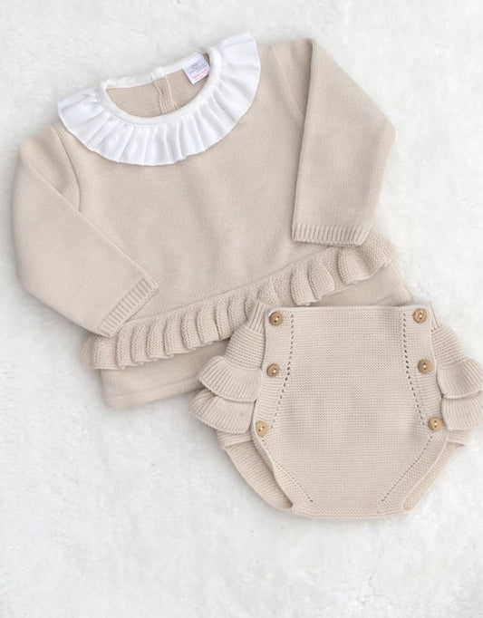 GEORGINA baby girls peplum jumper jam pants beige