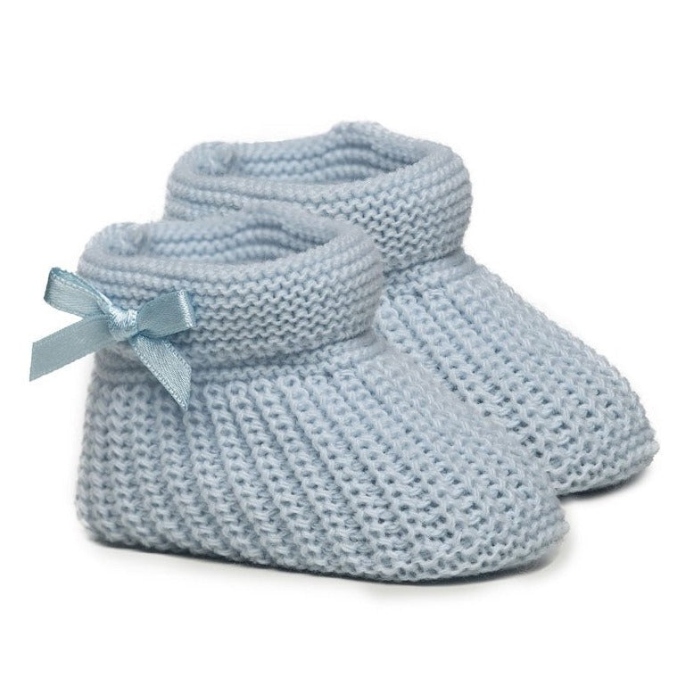 `Baby blue knitted bootees