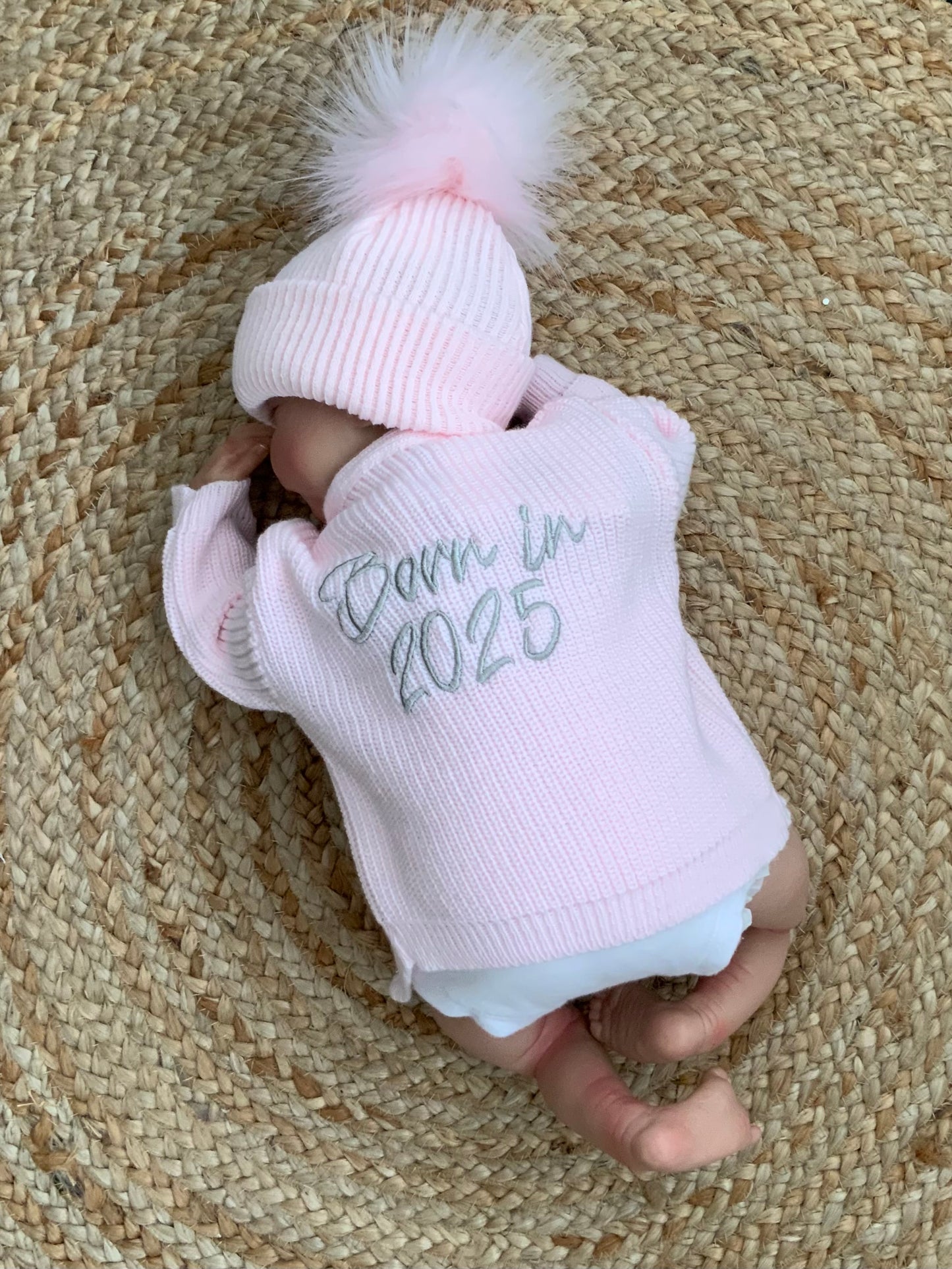 BORN IN 2025 2026 babies embroided cardigan white pink blue beige boys girls unisex