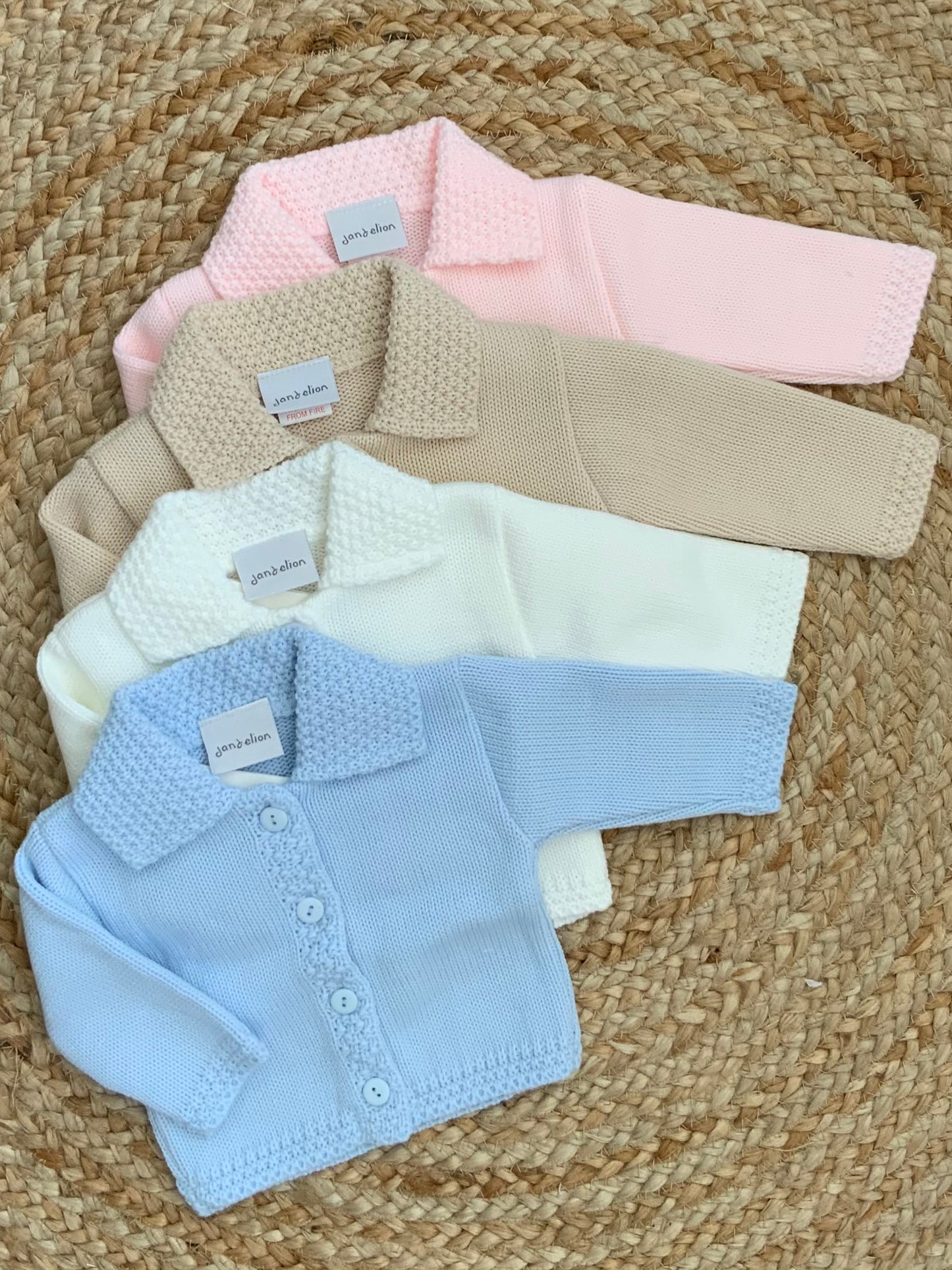 RIPLEY babies knitted coat cardigan boys girls blue pink white beige