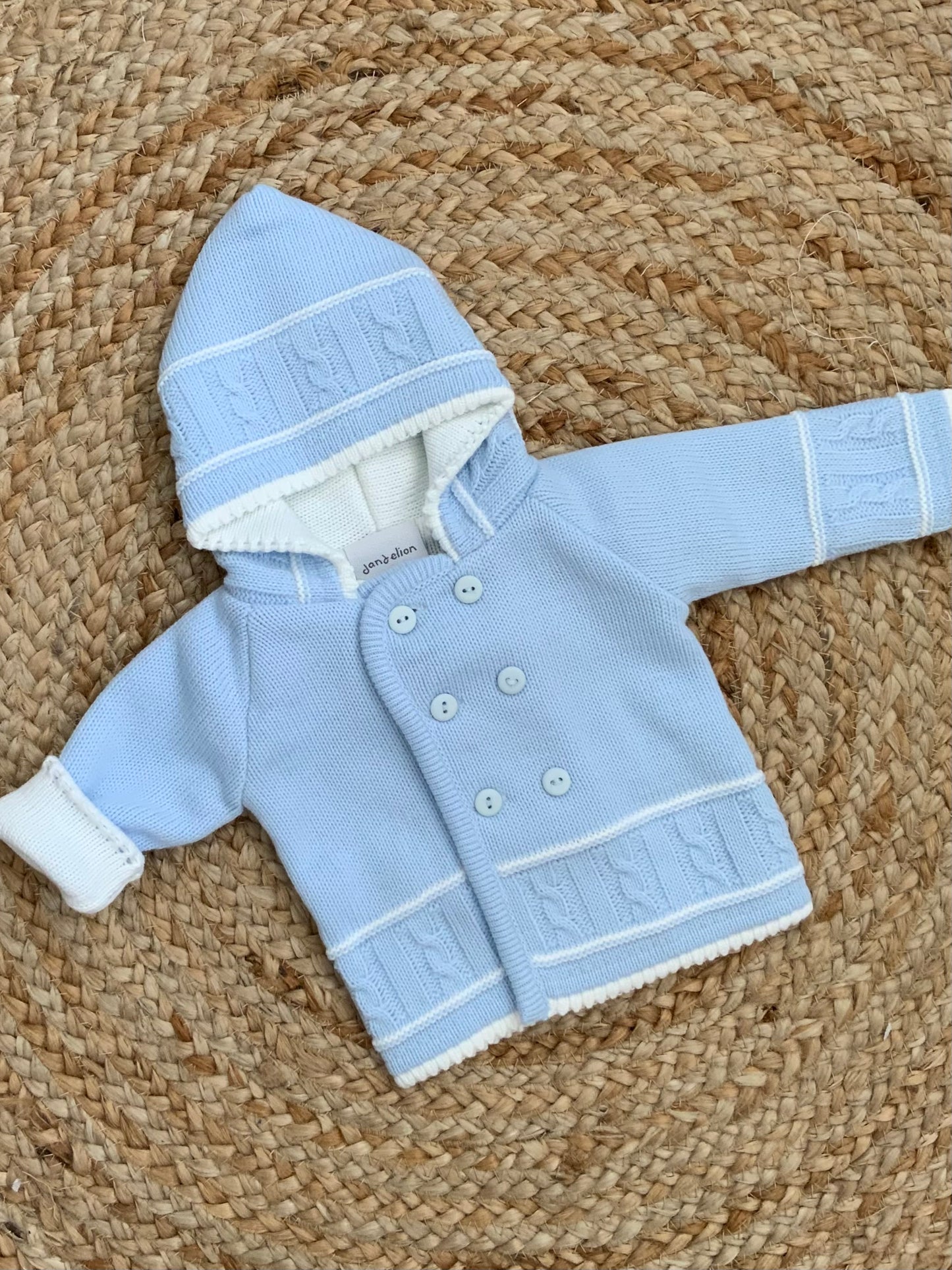 BLAKLEY baby boys knitted pram coatigan coat cardigan blue white
