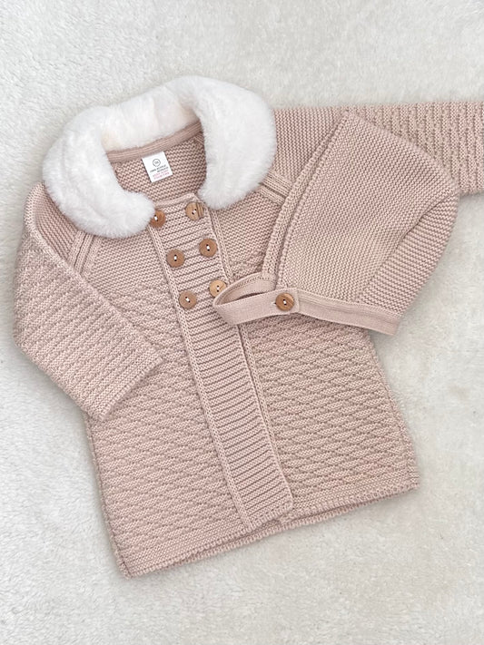 BROMLEY baby girls knee length coatigan coat cardigan bonnetbhat