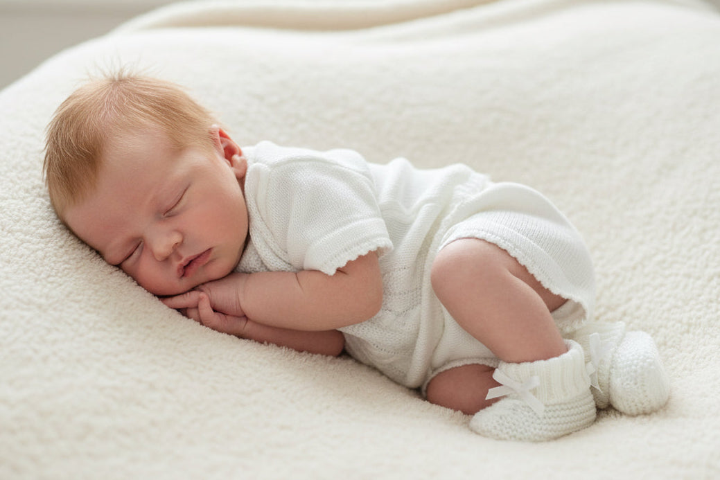 BAILEY babies white cable knitted top jam pants bootees