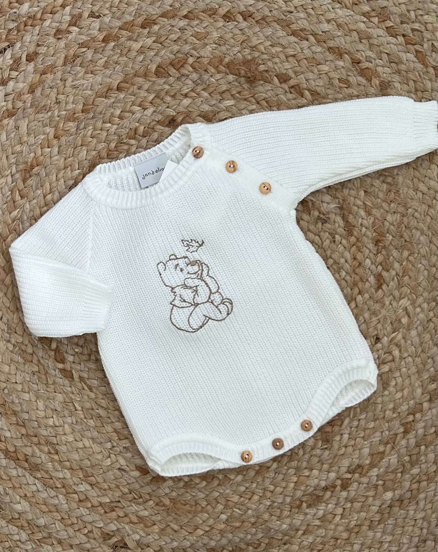 Pooh bear ribbed emboided embroided romper